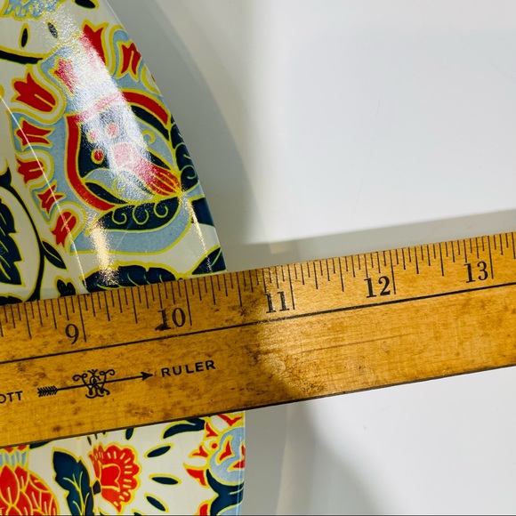 Vintage MCM Nevco 2 Metal trays tin Floral made South Africa red blue #1587 - Picture 8 of 11